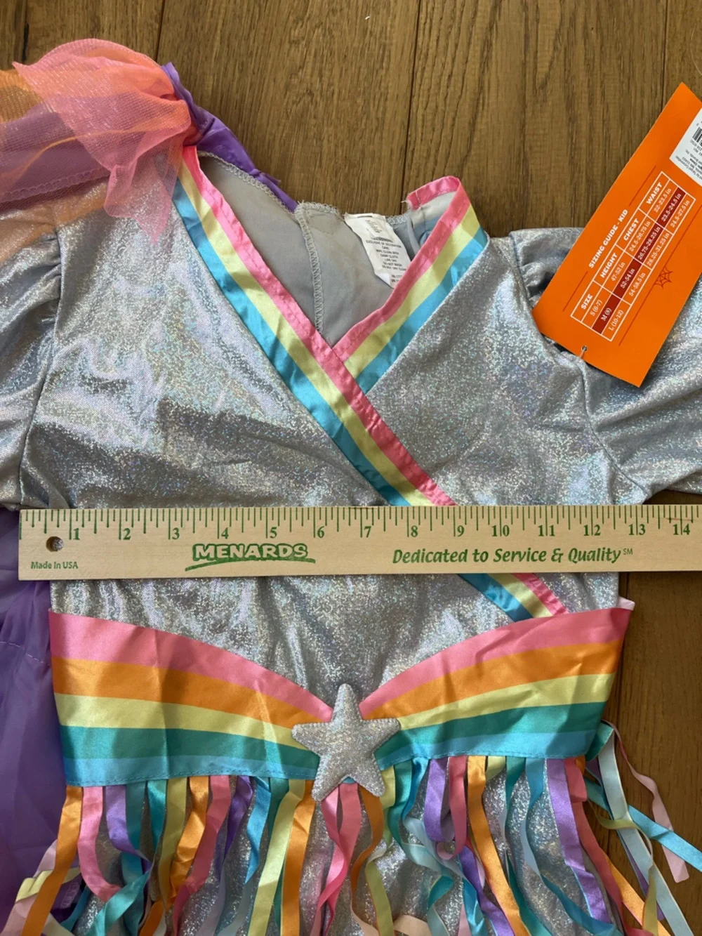 Rainbow Rockstar Unicorn Costume girls Size Medium - Silver 3 pc Jumpsuit Cape